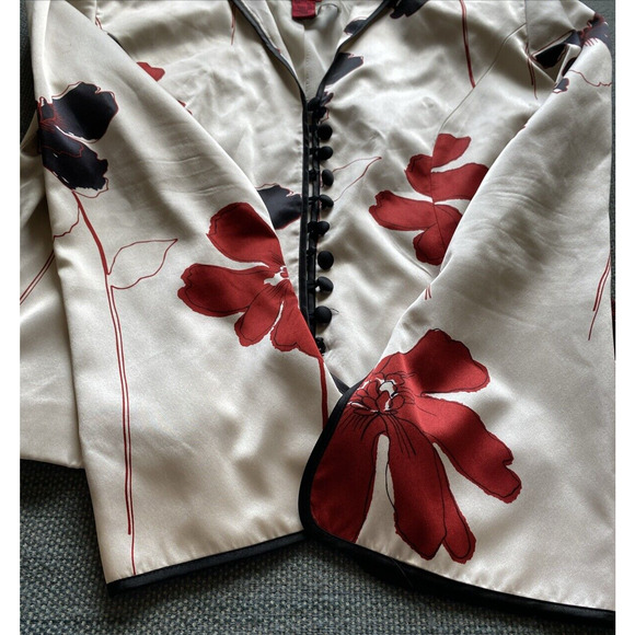 JS Collections Pale Multi Floral Print 100% Silk Button Front Jacket 8P - Picture 4 of 10